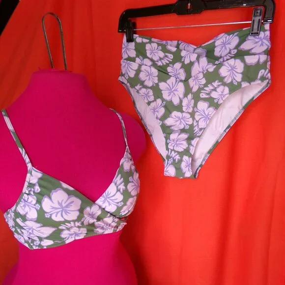 VS Pink Crossover Waist High Rise Bikini Bottom Sz L - Picture 2 of 12